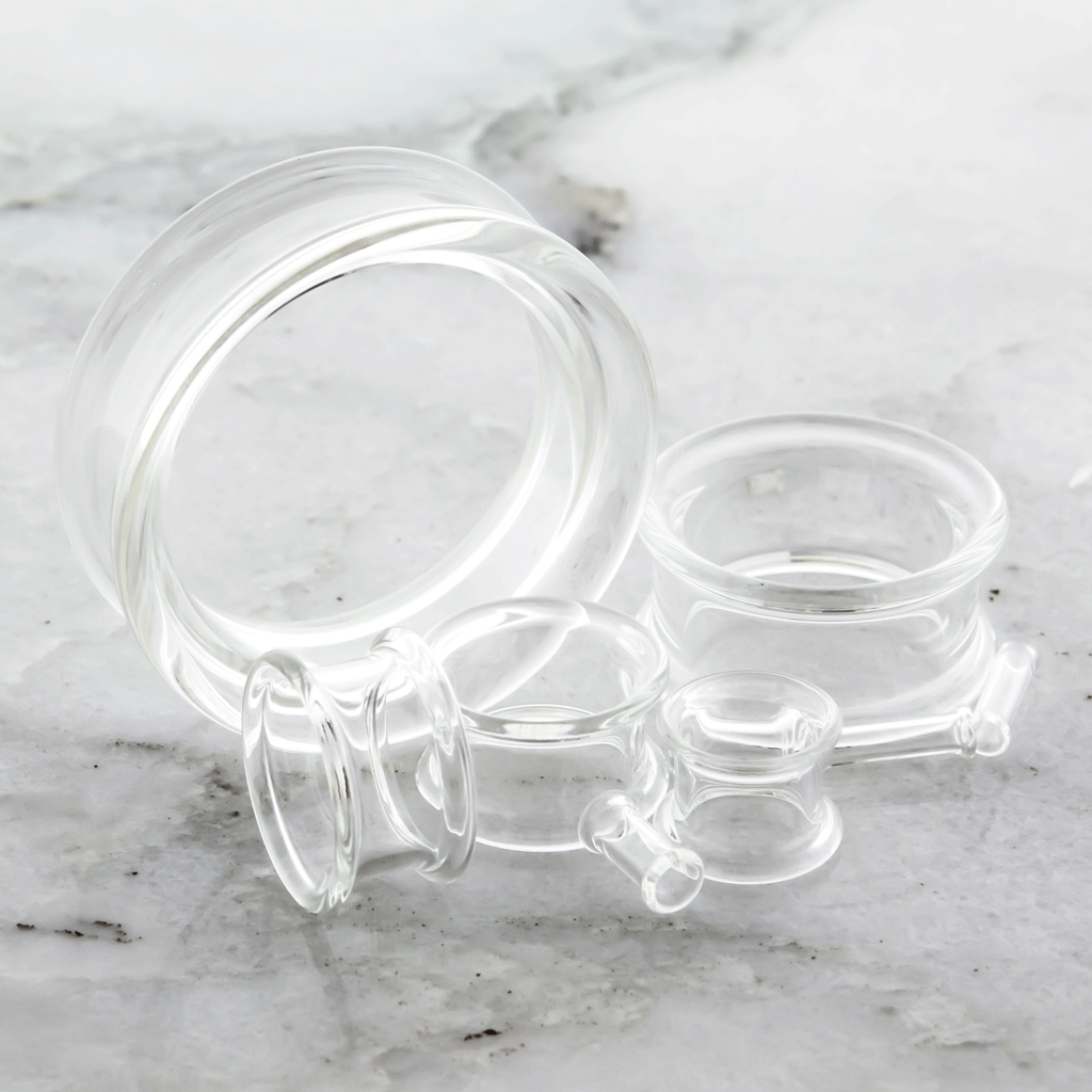 Pair Double Flare Clear Tunnels | Body Jewelry | Wiccan Center