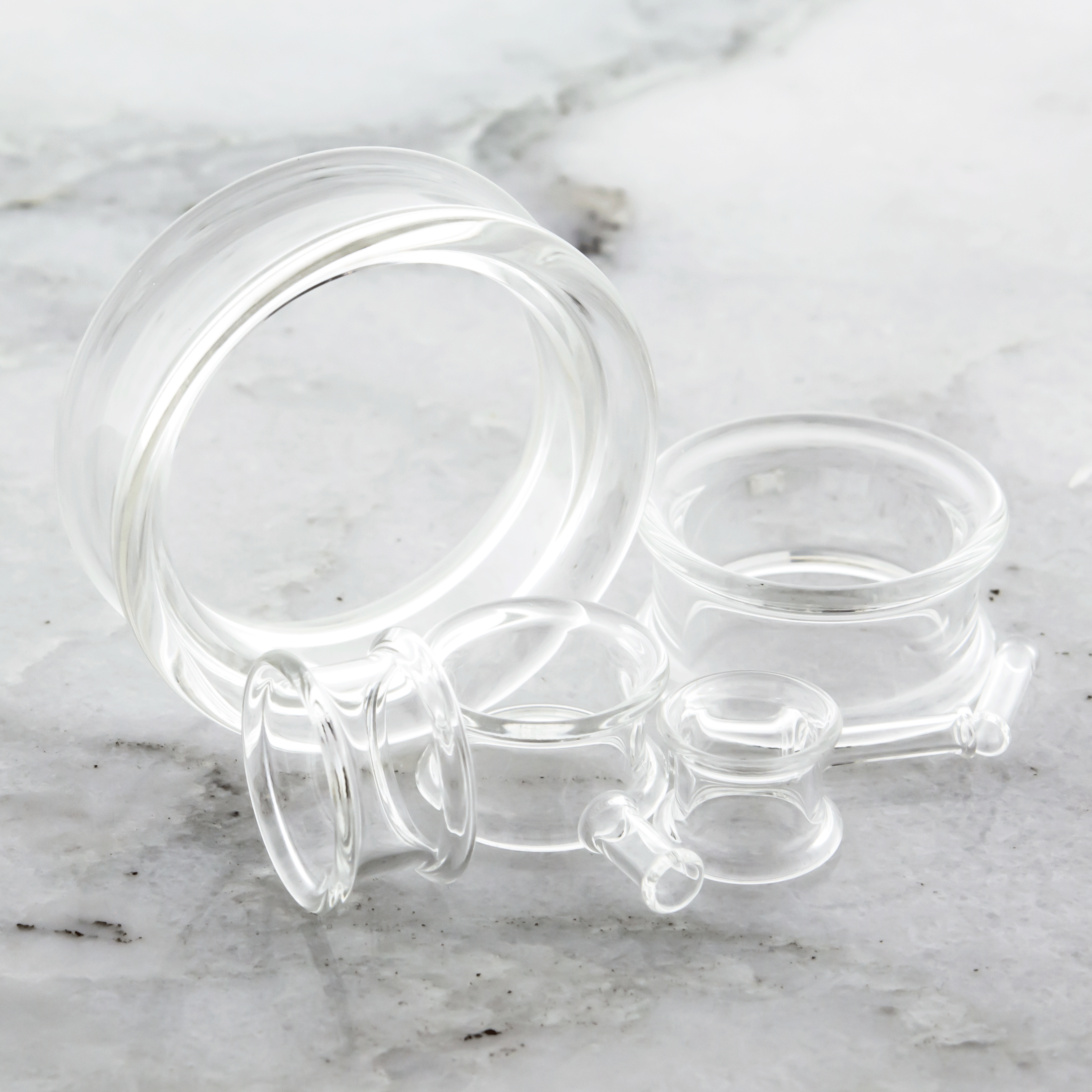 Pair Double Flare Clear Tunnels | Body Jewelry | Wiccan Center