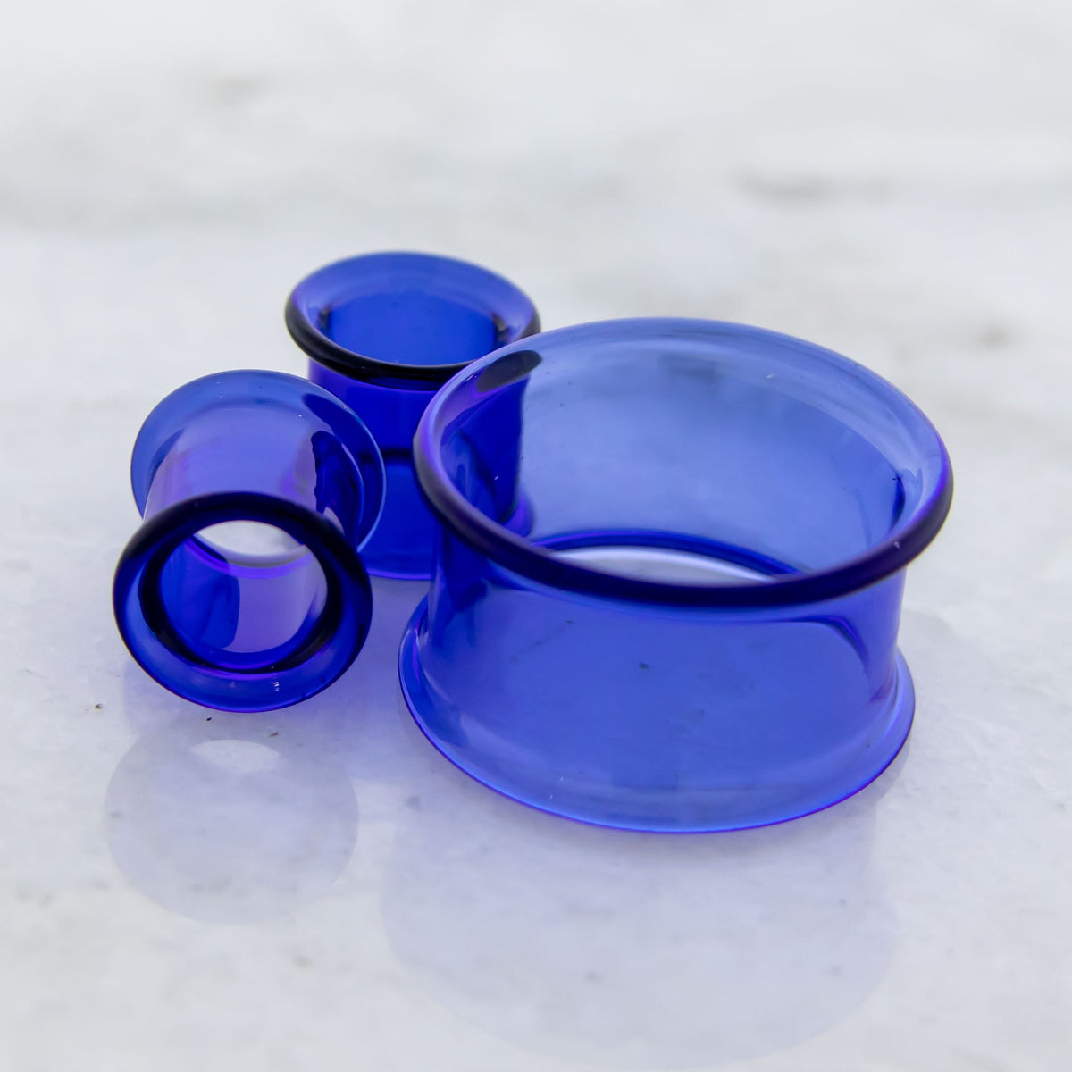 Glass Double Flare Tunnel - Cobalt Blue | Body Jewelry | Wiccan Center