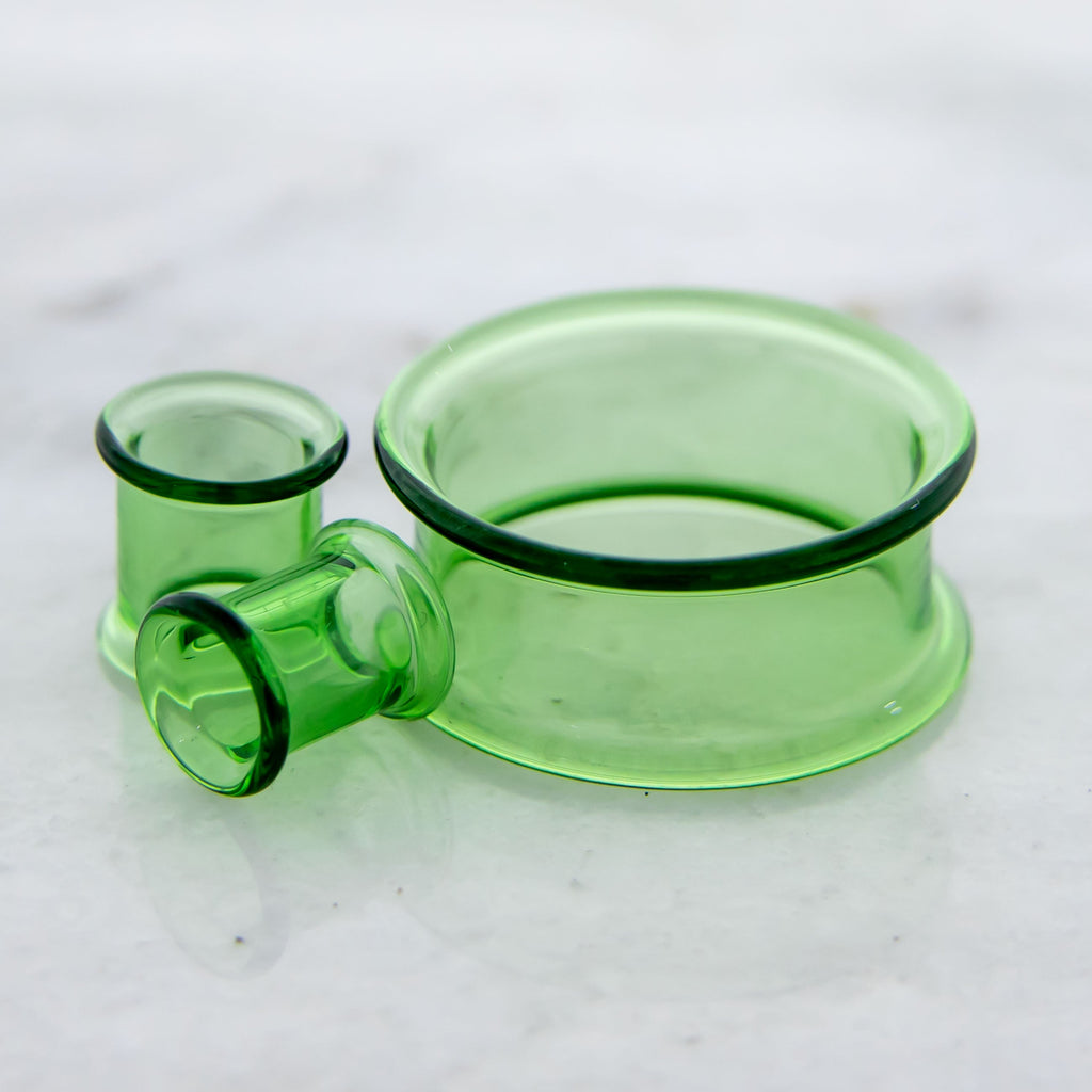 Glass Double Flare Tunnel - Transparent Green | Body Jewelry | Wiccan Center