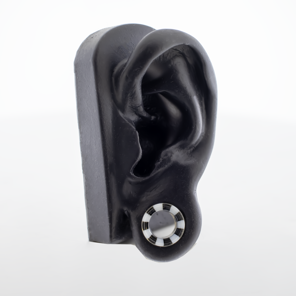 Pair Double Flare Glass Black/White Stripe Tunnel | Body Jewelry | Wiccan Center