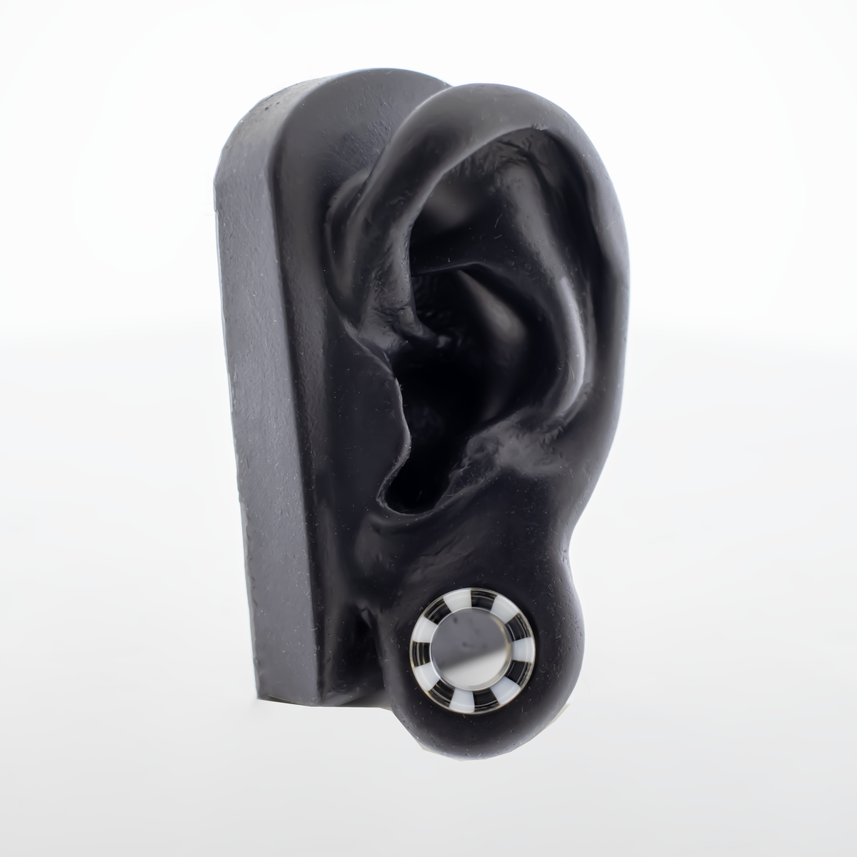 Pair Double Flare Glass Black/White Stripe Tunnel | Body Jewelry | Wiccan Center