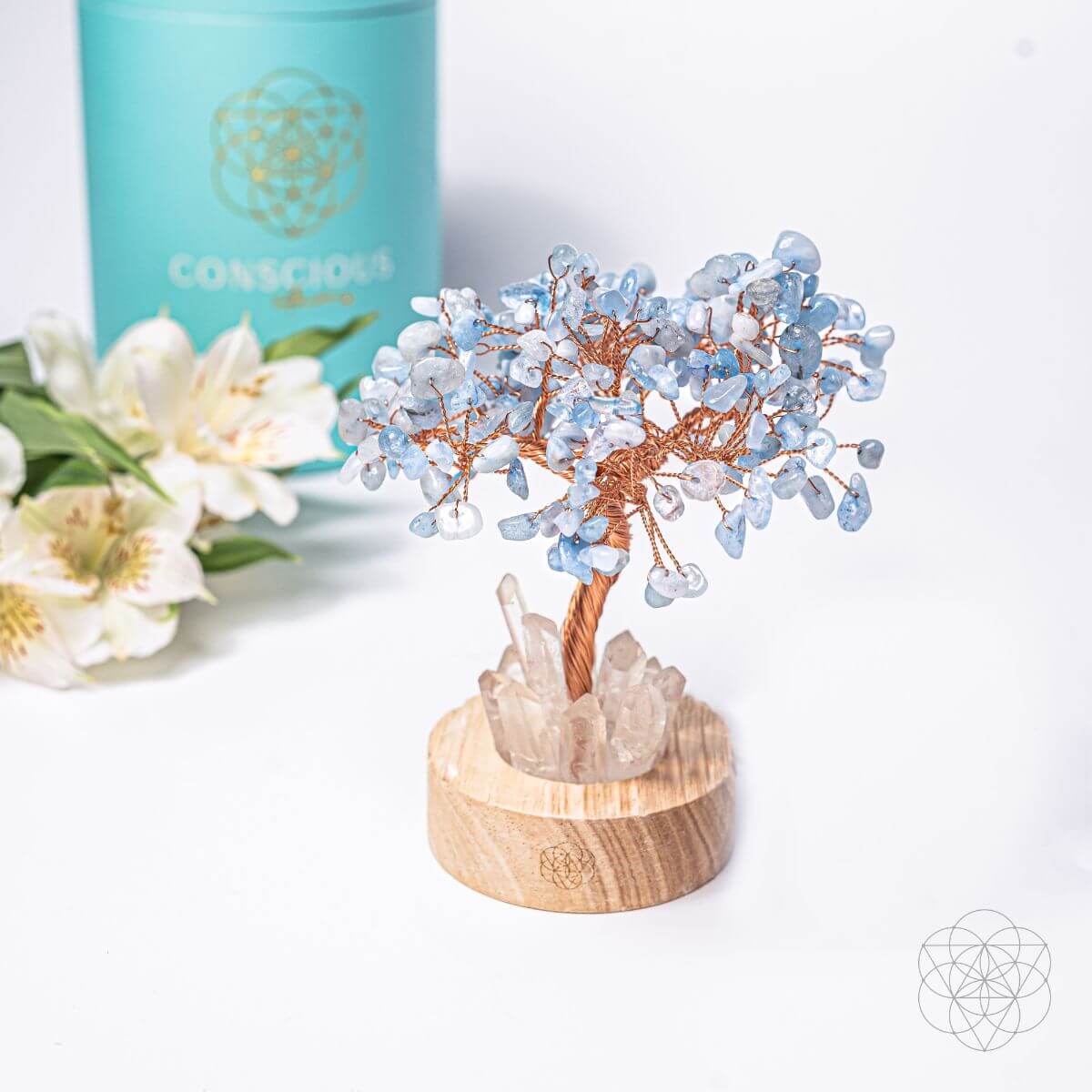 Guardian Angel Lamp of Protection - Aquamarine Tree | Night Light | Wiccan Center