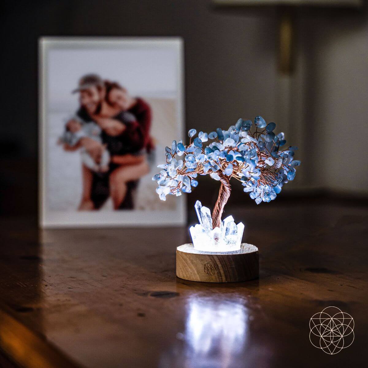Guardian Angel Lamp of Protection - Aquamarine Tree | Night Light | Wiccan Center
