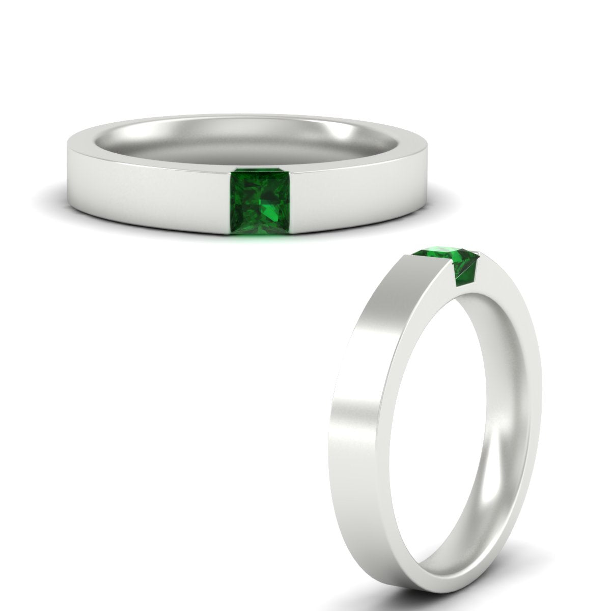 Half Bezel Solitaire Mens Engagement Ring