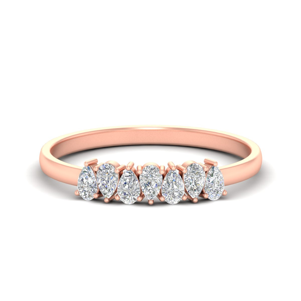Half Carat 7 Stone Wedding Band Diamond Teardrop