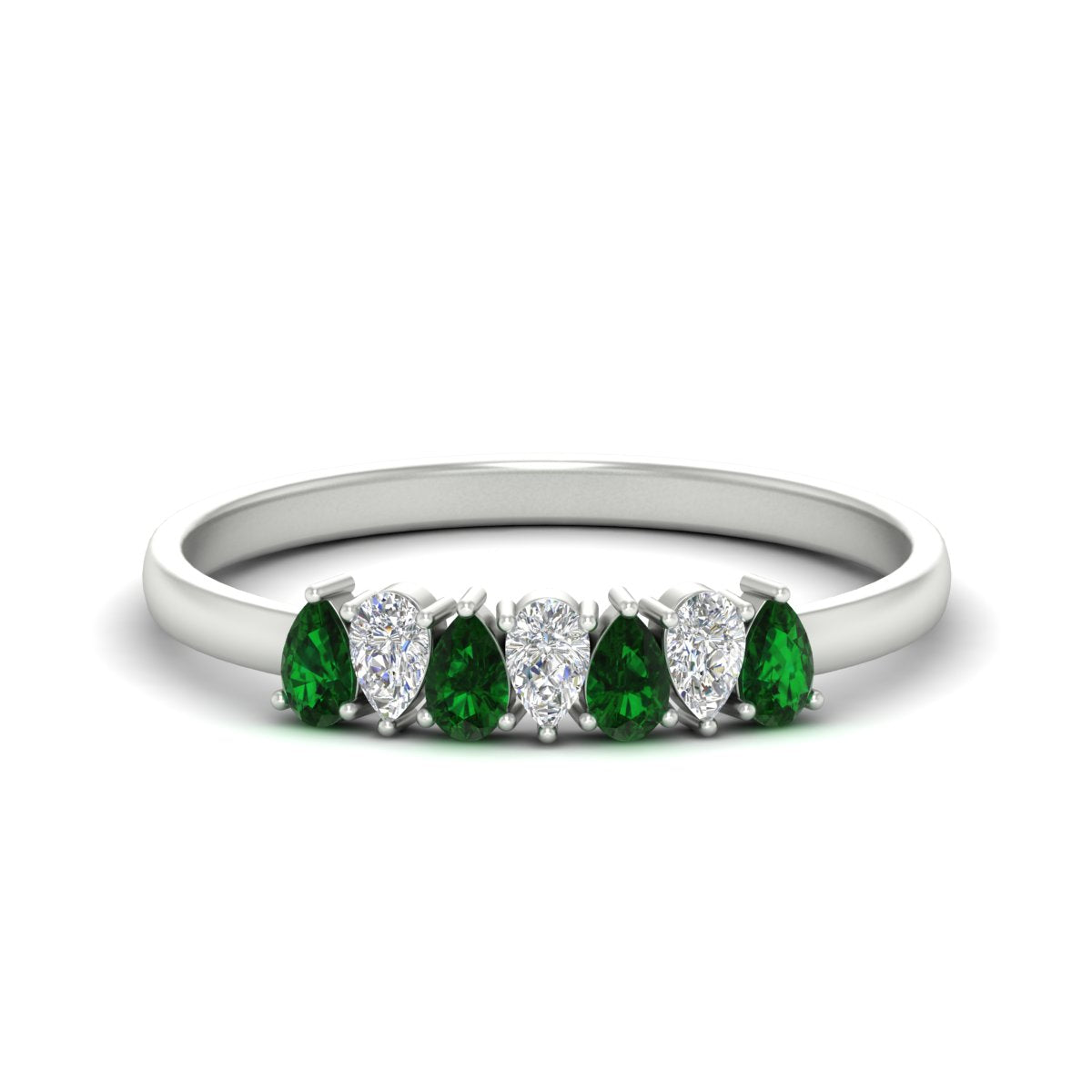 Half Carat 7 Stone Wedding Band Diamond Teardrop