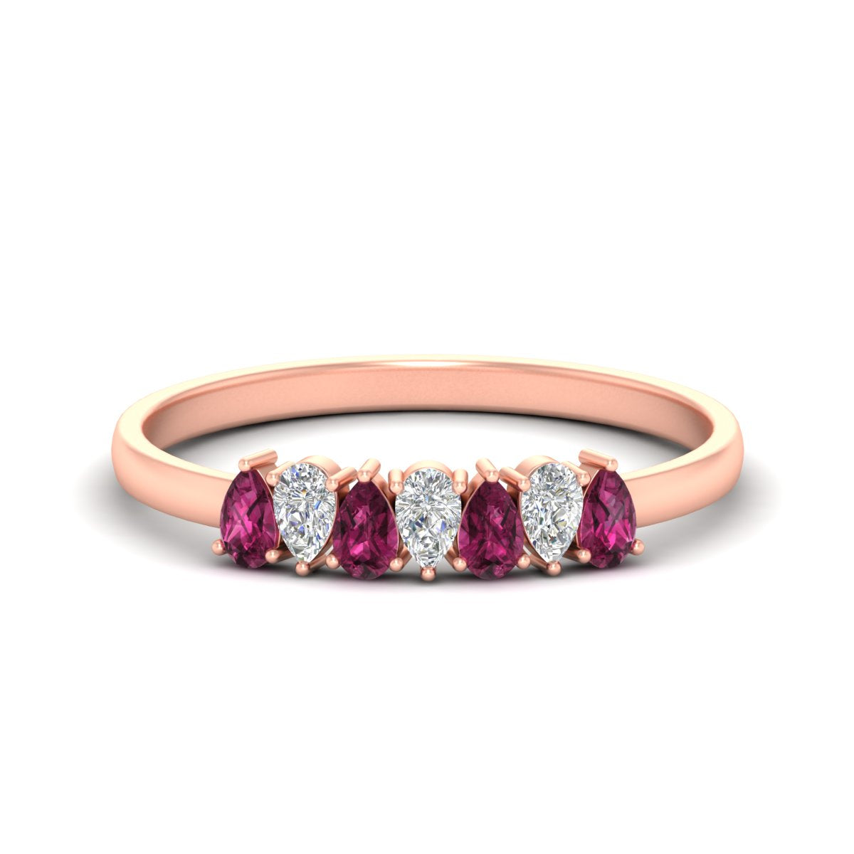 Half Carat 7 Stone Wedding Band Diamond Teardrop