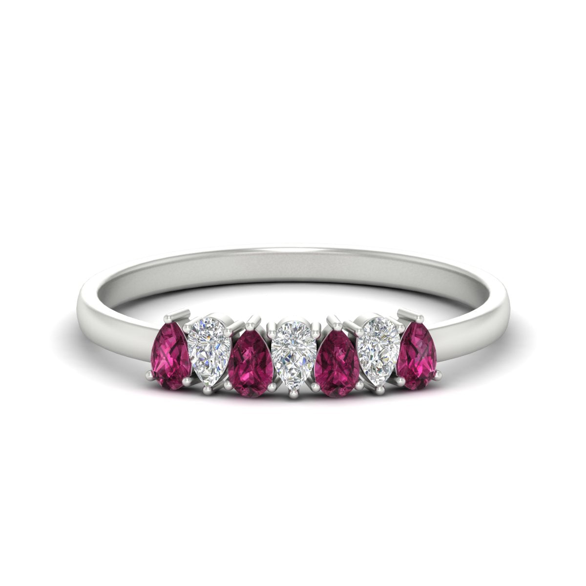 Half Carat 7 Stone Wedding Band Diamond Teardrop