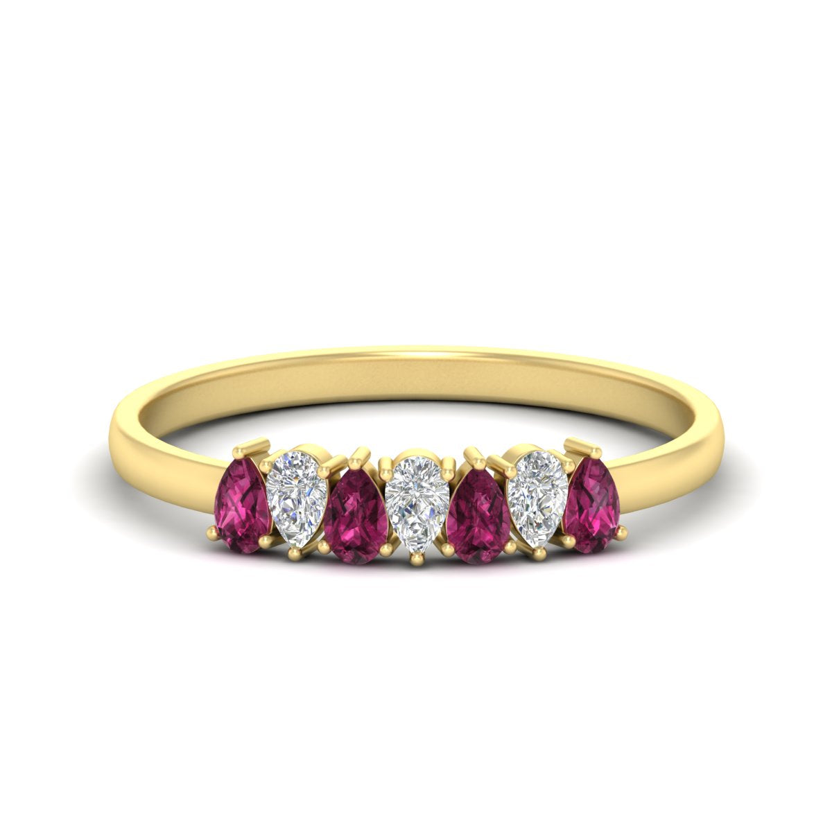 Half Carat 7 Stone Wedding Band Diamond Teardrop