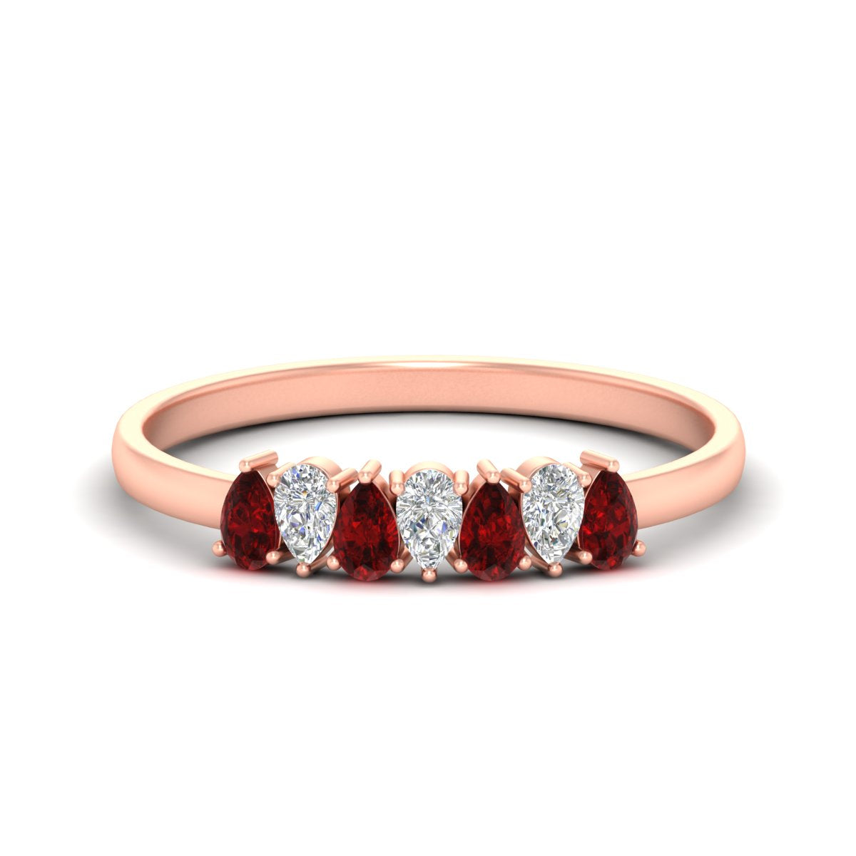 Half Carat 7 Stone Wedding Band Diamond Teardrop