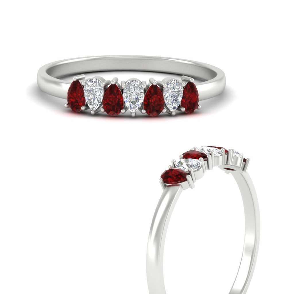 Half Carat 7 Stone Wedding Band Diamond Teardrop