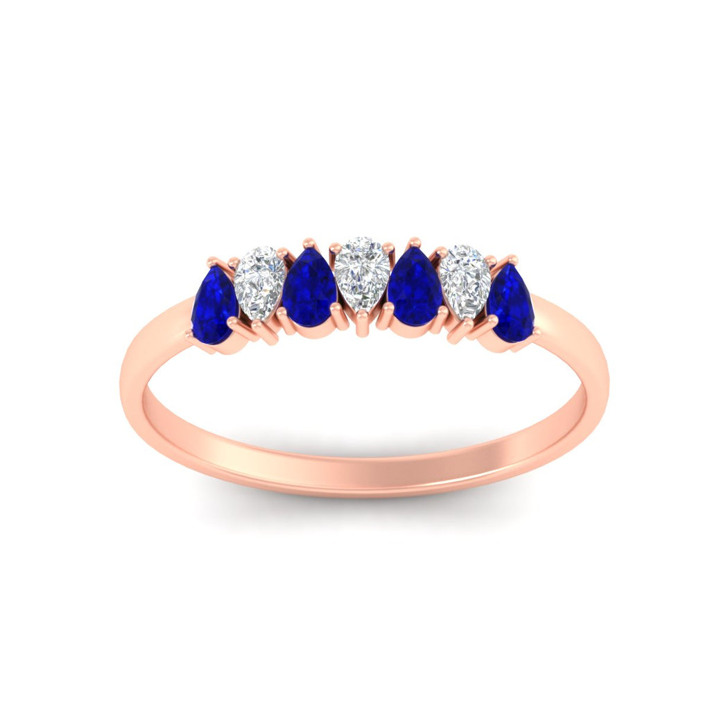 Half Carat 7 Stone Wedding Band Diamond Teardrop
