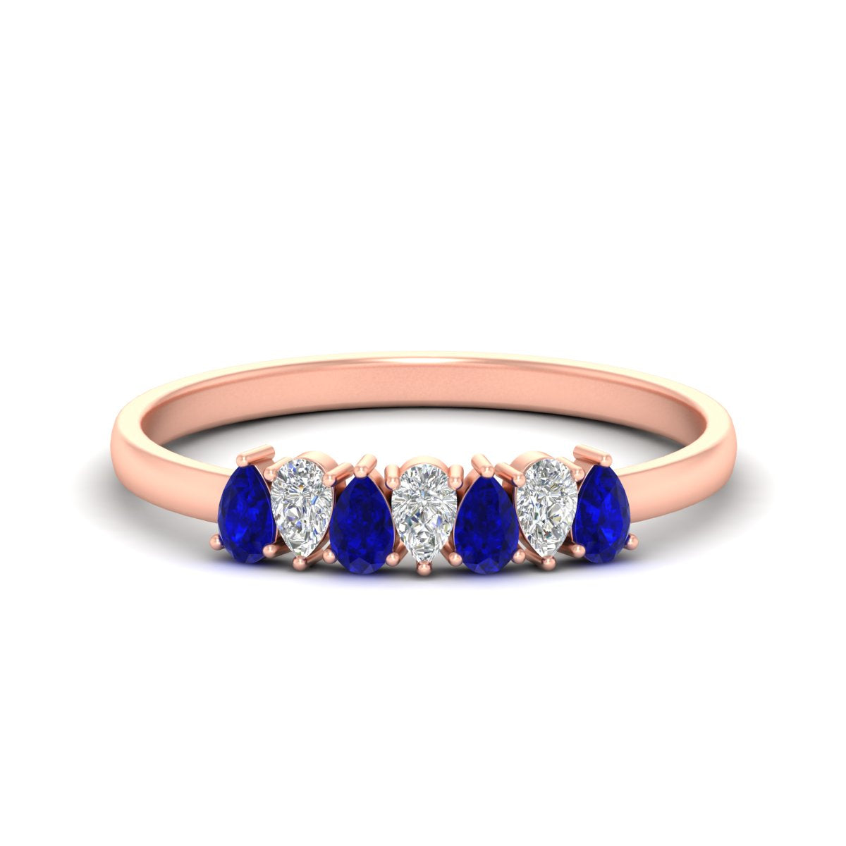 Half Carat 7 Stone Wedding Band Diamond Teardrop