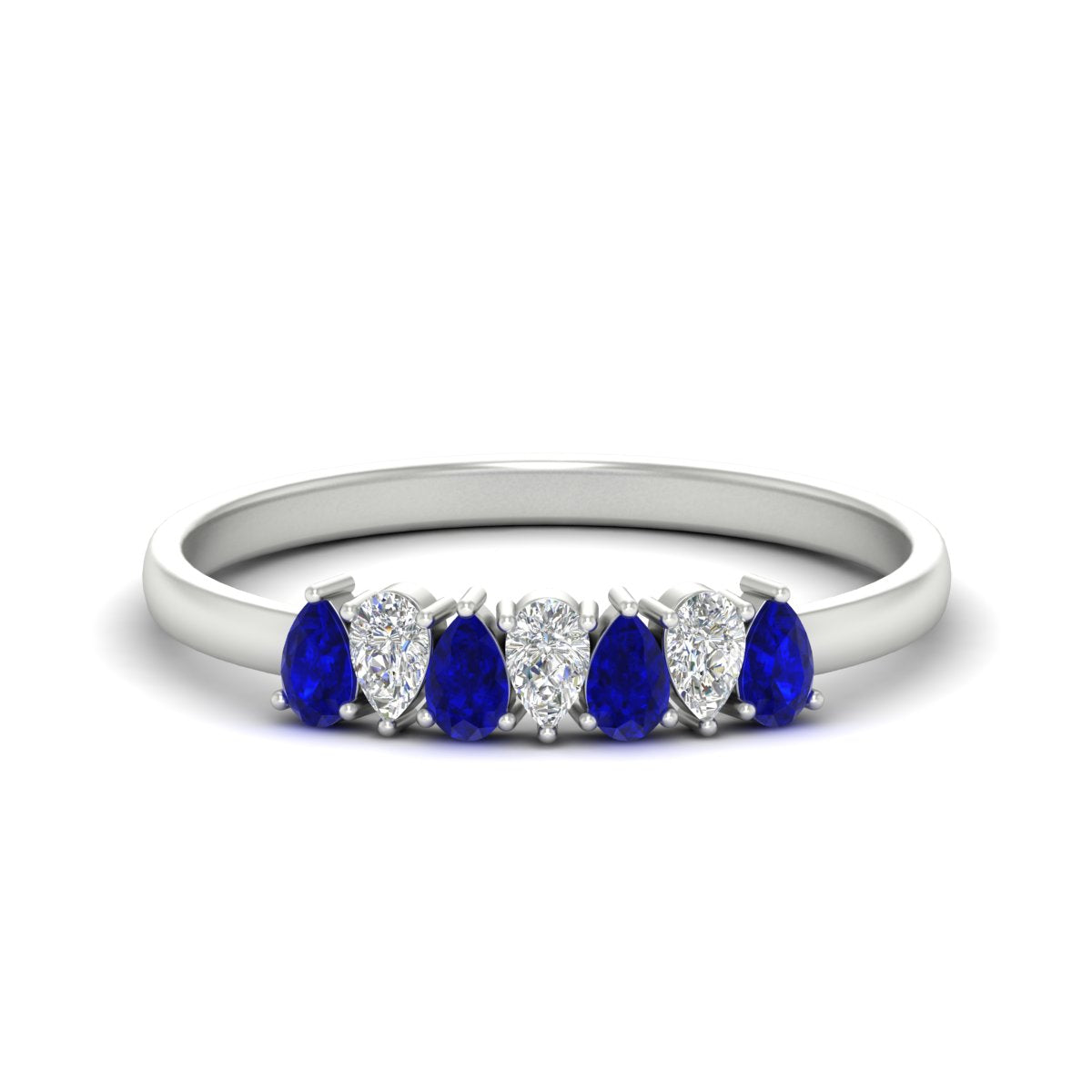 Half Carat 7 Stone Wedding Band Diamond Teardrop
