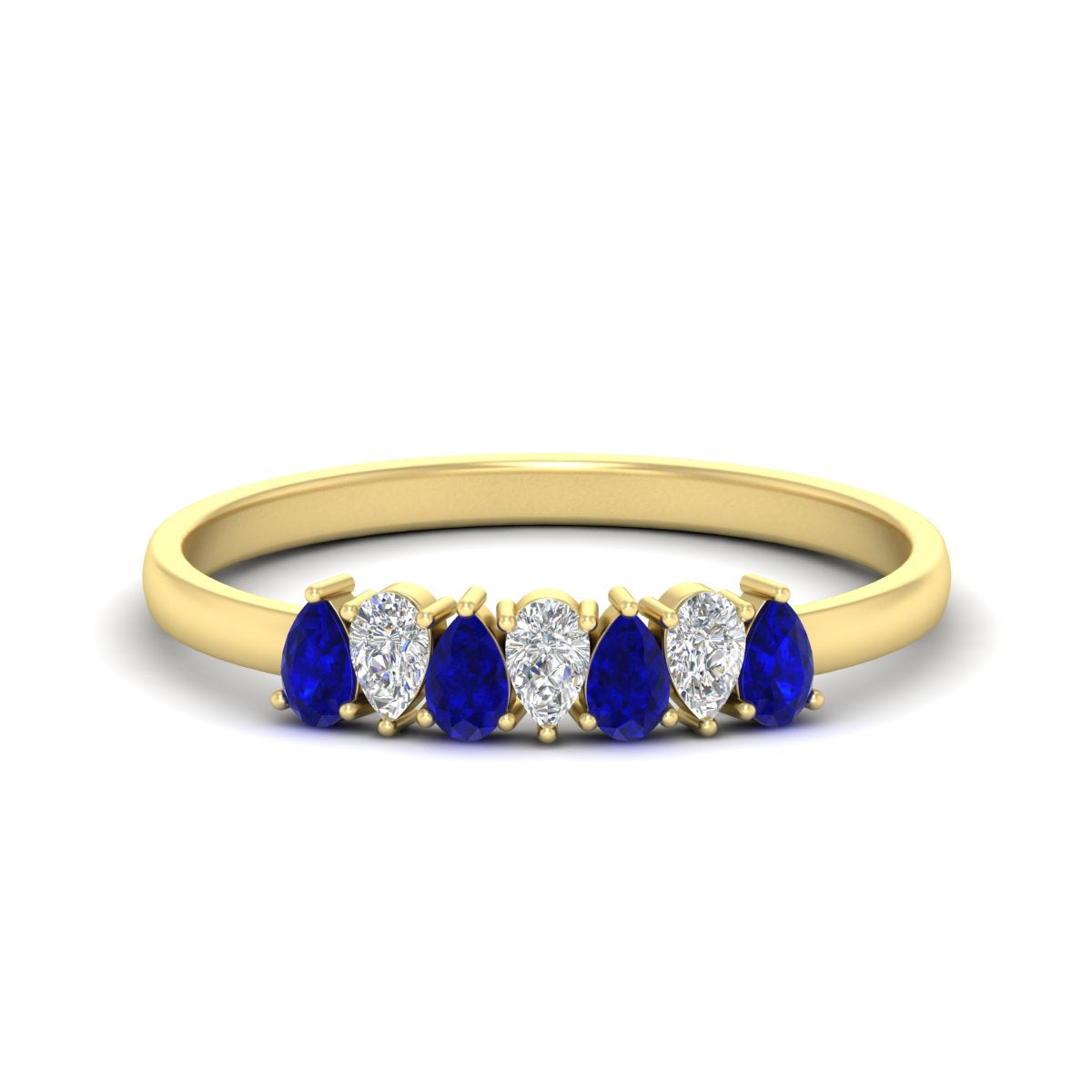 Half Carat 7 Stone Wedding Band Diamond Teardrop