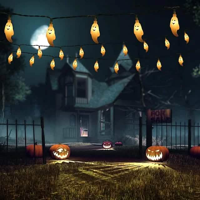 Halloween Cute Ghost LED String Lights Upholstery Lights | Seasonal Decor | Wiccan Center