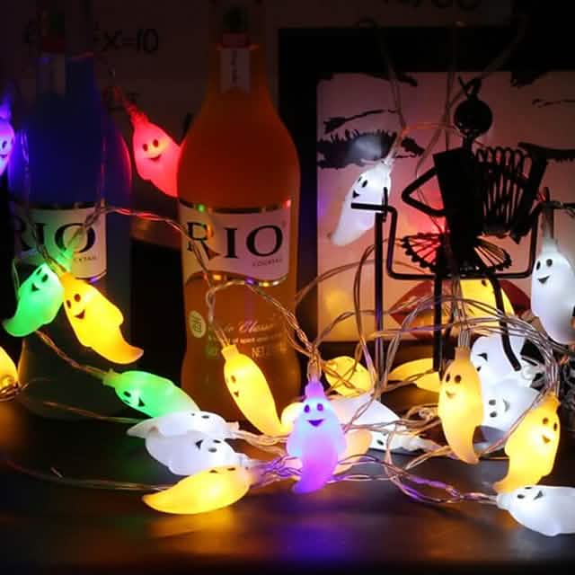 Halloween Cute Ghost LED String Lights Upholstery Lights | Seasonal Decor | Wiccan Center