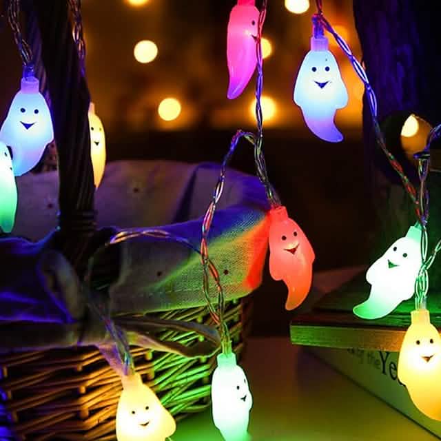 Halloween Cute Ghost LED String Lights Upholstery Lights | Seasonal Decor | Wiccan Center