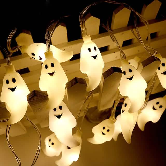 Halloween Cute Ghost LED String Lights Upholstery Lights | Seasonal Decor | Wiccan Center