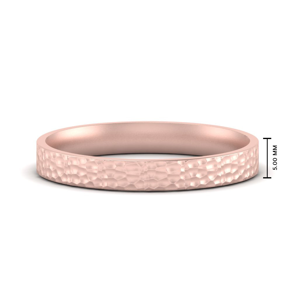 Hammered Wedding Band Comfort Fit 5 mm