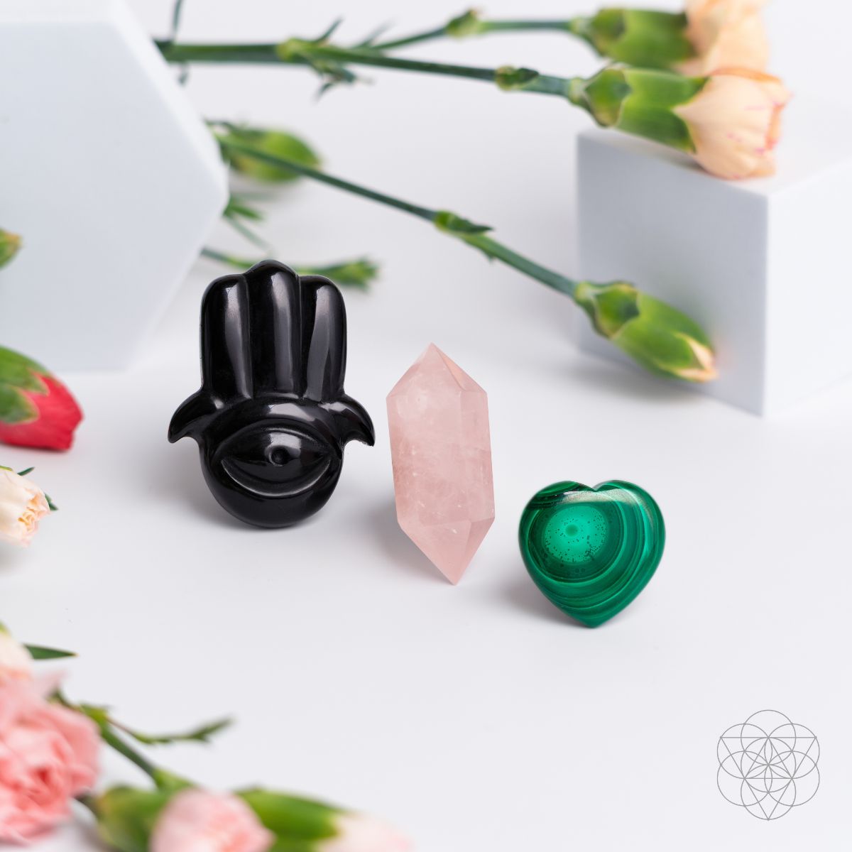 Hamsa Hand of Safe Travels: Aromatherapy Crystal Car Kit | Crystal set | Wiccan Center
