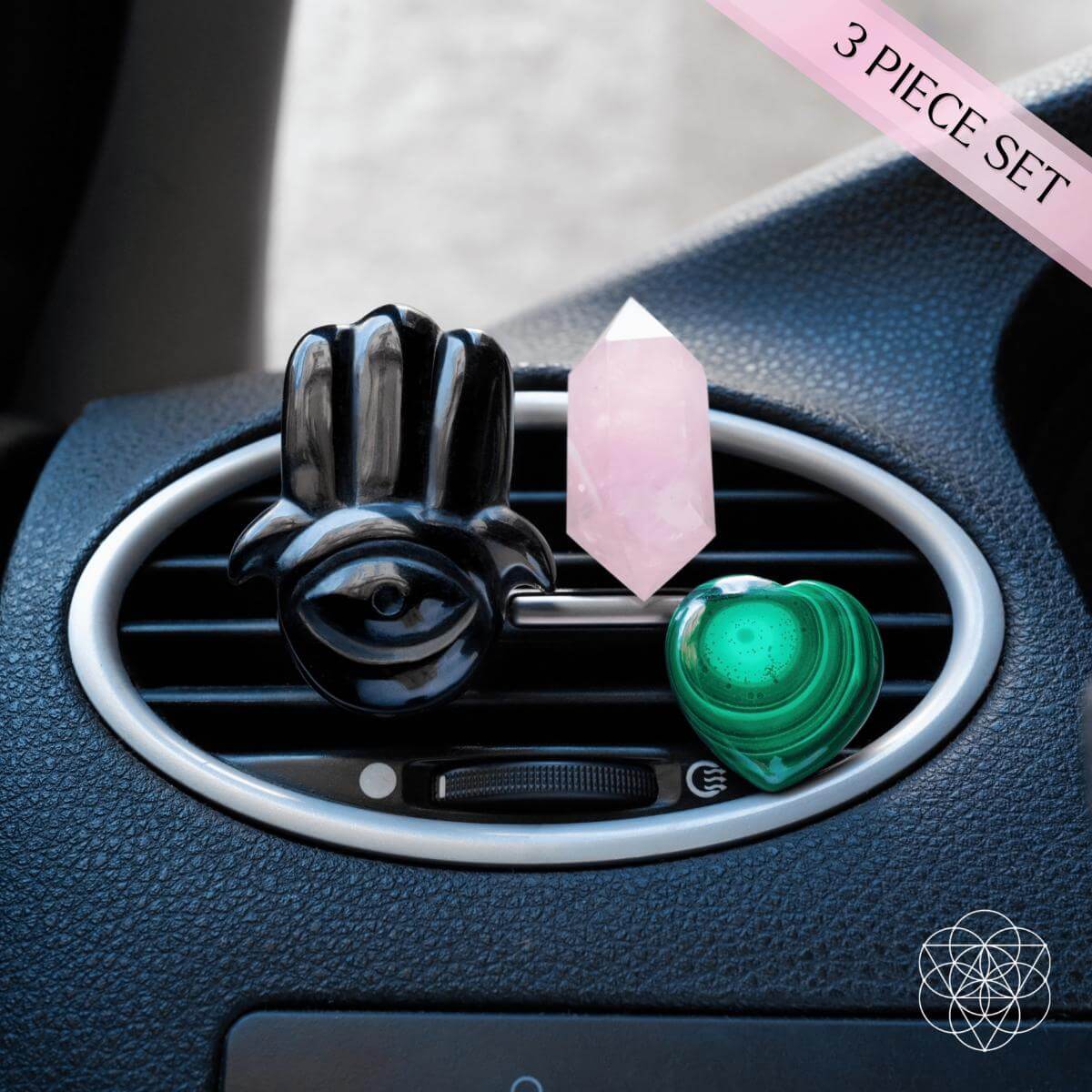 Hamsa Hand of Safe Travels: Aromatherapy Crystal Car Kit | Crystal set | Wiccan Center