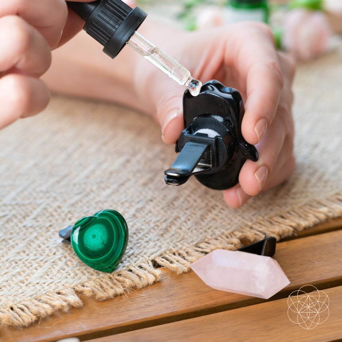 Hamsa Hand of Safe Travels: Aromatherapy Crystal Car Kit | Crystal set | Wiccan Center