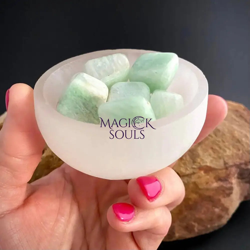 Hand Carved Selenite Charging Bowl — Crystal Cleansing & Charging Dish from Morocco