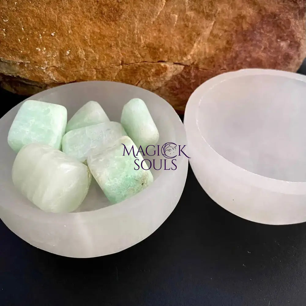 Hand Carved Selenite Charging Bowl — Crystal Cleansing & Charging Dish from Morocco