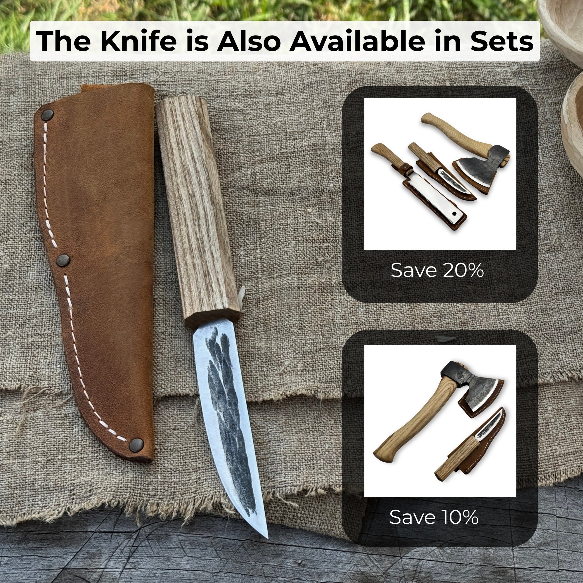 Hand-Forged Yakut Knife with Leather Sheath, 9.5 cm (3.74 inches)