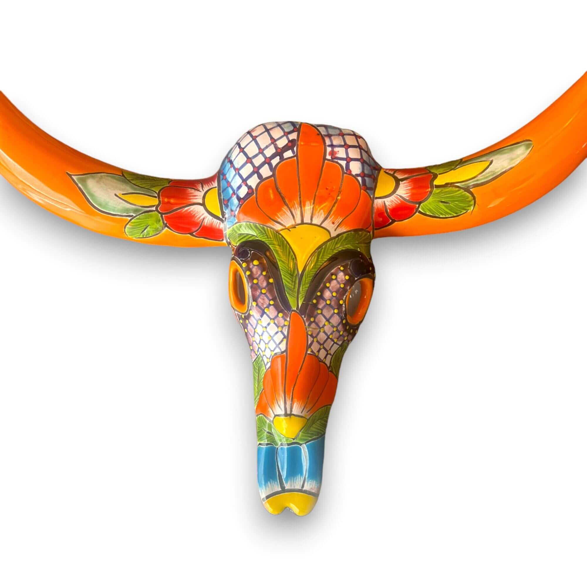 Talavera Longhorn Wall Decor | Handcrafted Mexican Bull Skull Art | Talavera Wall Art | Wiccan Center