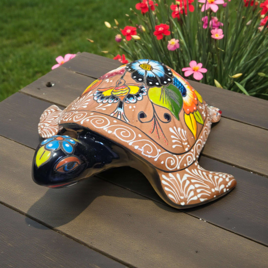 Colorful Talavera Sea Turtle | Handcrafted Mexican Art | Talavera Planter | Wiccan Center
