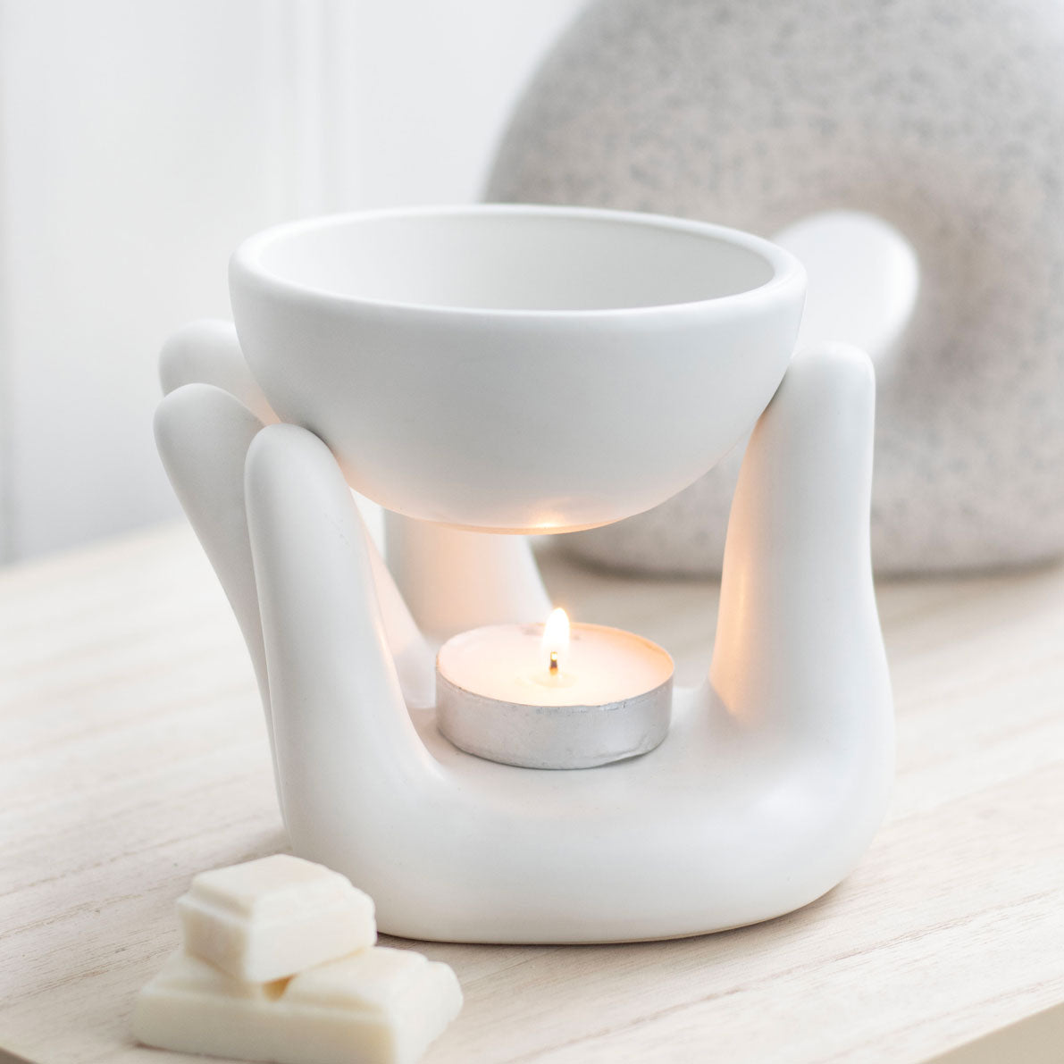 White Hand Ceramic Oil Burner | Wax Melt Warmer | Wiccan Center