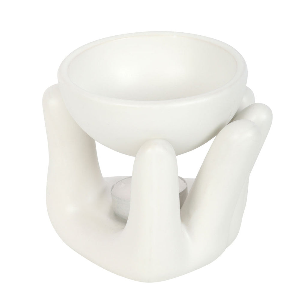 White Hand Ceramic Oil Burner | Wax Melt Warmer | Wiccan Center