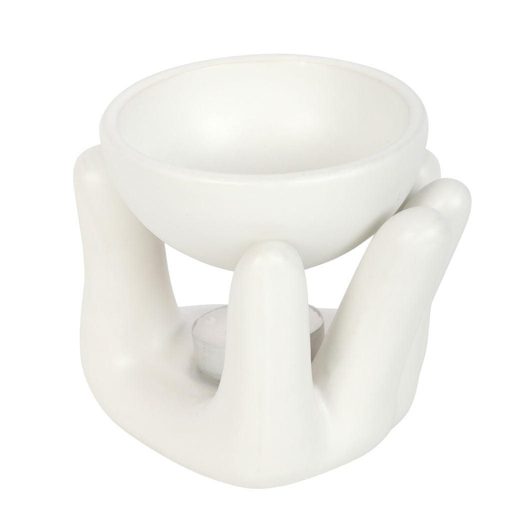 White Hand Ceramic Oil Burner | Wax Melt Warmer | Wiccan Center