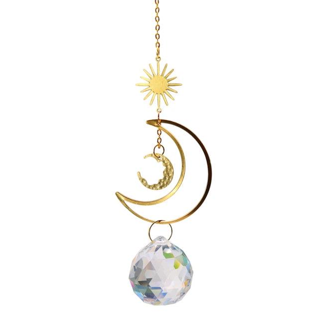 Hanging Sun Catcher Moon Light With Chain Pendant Ornament Crystal Balls Catcher Wind-chime Rainbow Maker Crystal Hanging Window Curtain Chandelier Outdoor Garden Home Decor Christmas Day Party Wedding Decoration | STDEM829SY | Wiccan Center