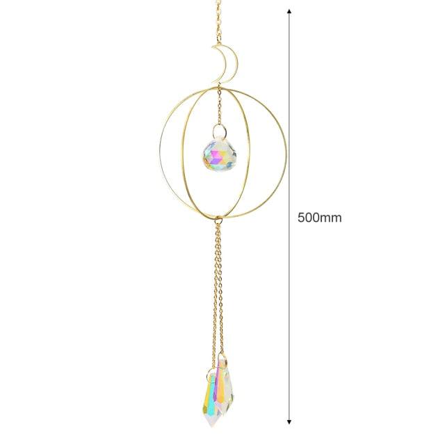 Hanging Sun Catcher Moon Light With Chain Pendant Ornament Crystal Balls Catcher Wind-chime Rainbow Maker Crystal Hanging Window Curtain Chandelier Outdoor Garden Home Decor Christmas Day Party Wedding Decoration | STDEM829SY | Wiccan Center