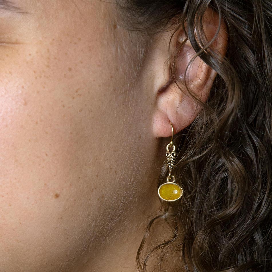 Harmony Orange Quartz Golden Drop Earrings | Earrings | Wiccan Center