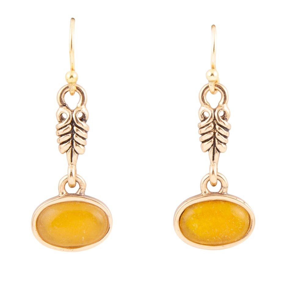 Harmony Orange Quartz Golden Drop Earrings | Earrings | Wiccan Center