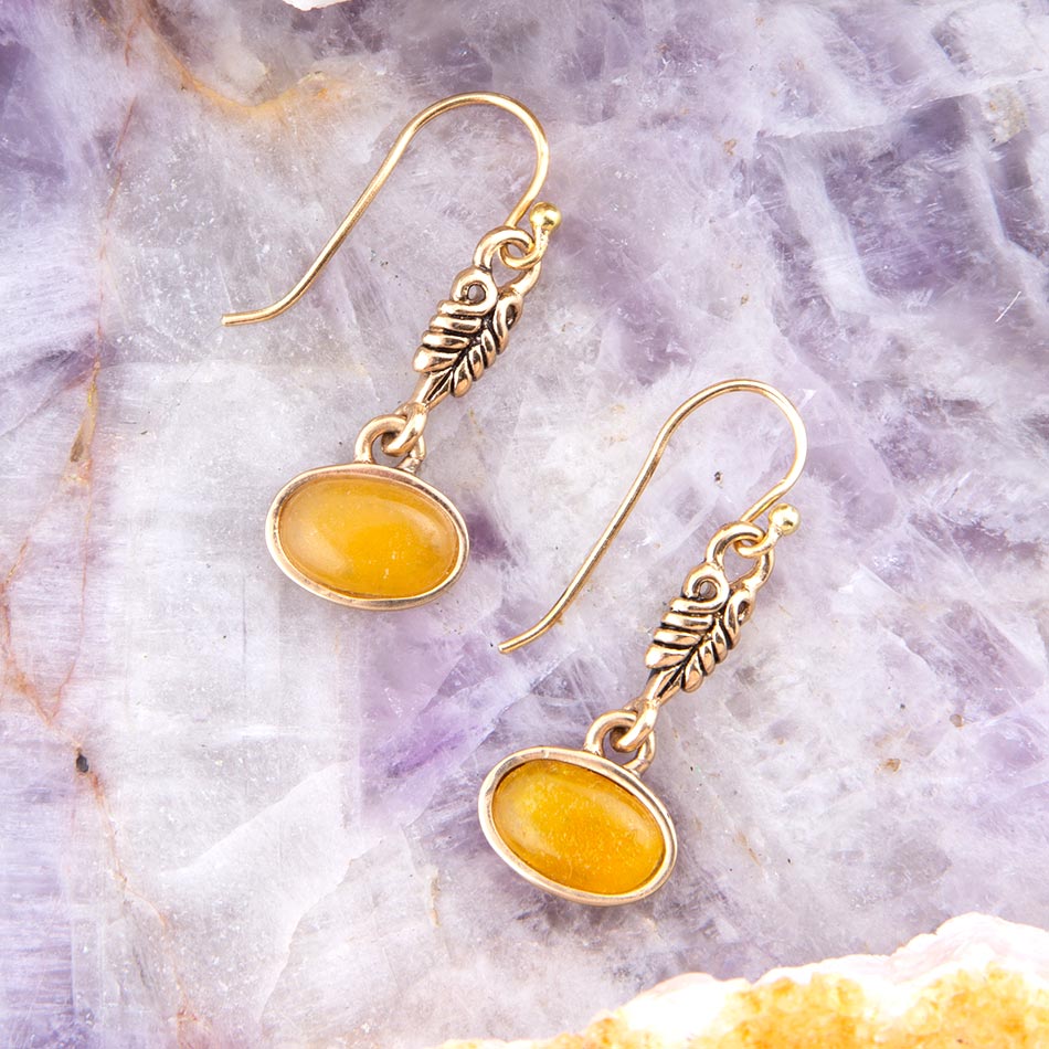 Harmony Orange Quartz Golden Drop Earrings | Earrings | Wiccan Center