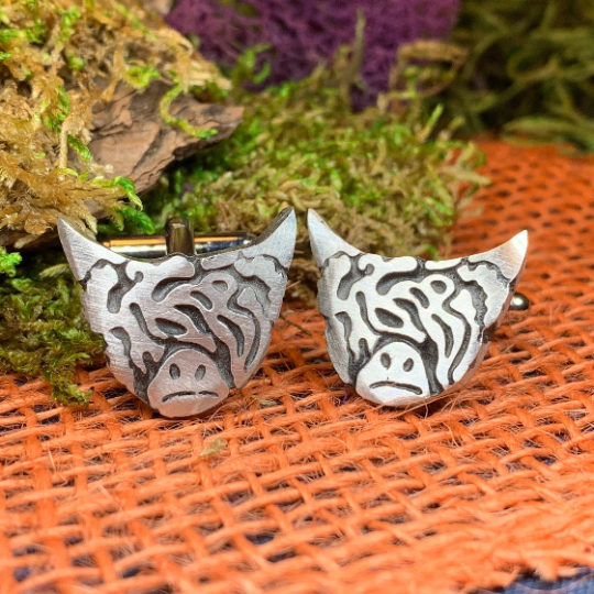Scottish Highland Cow Cufflinks - Handmade in Scotland