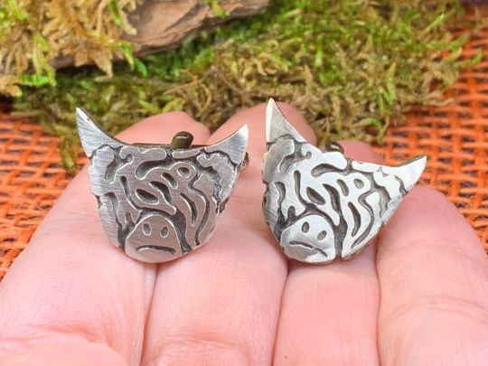 Scottish Highland Cow Cufflinks - Handmade in Scotland