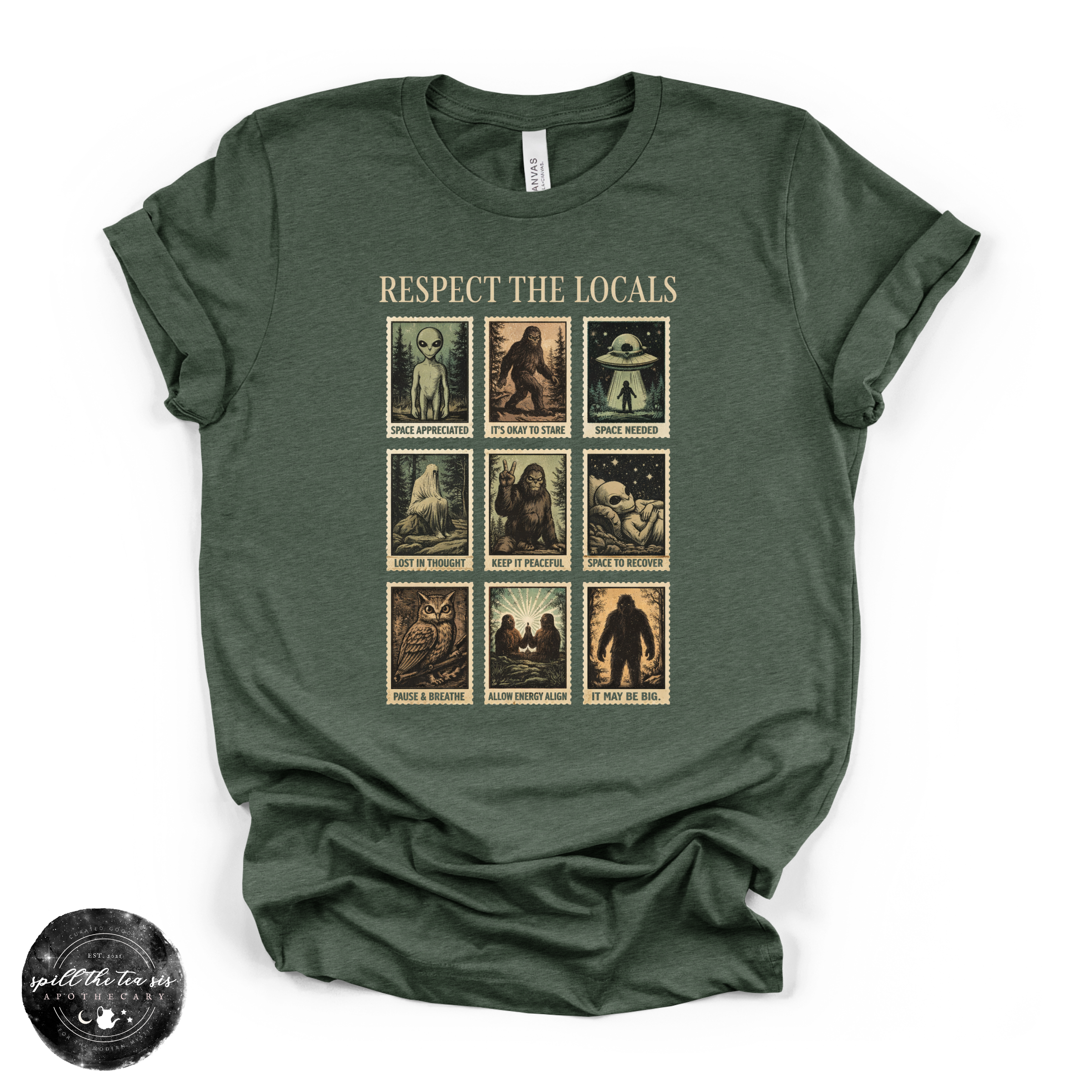 Respect the Locals Cryptid Tee | Funny Bigfoot Graphic T-Shirt | | Wiccan Center
