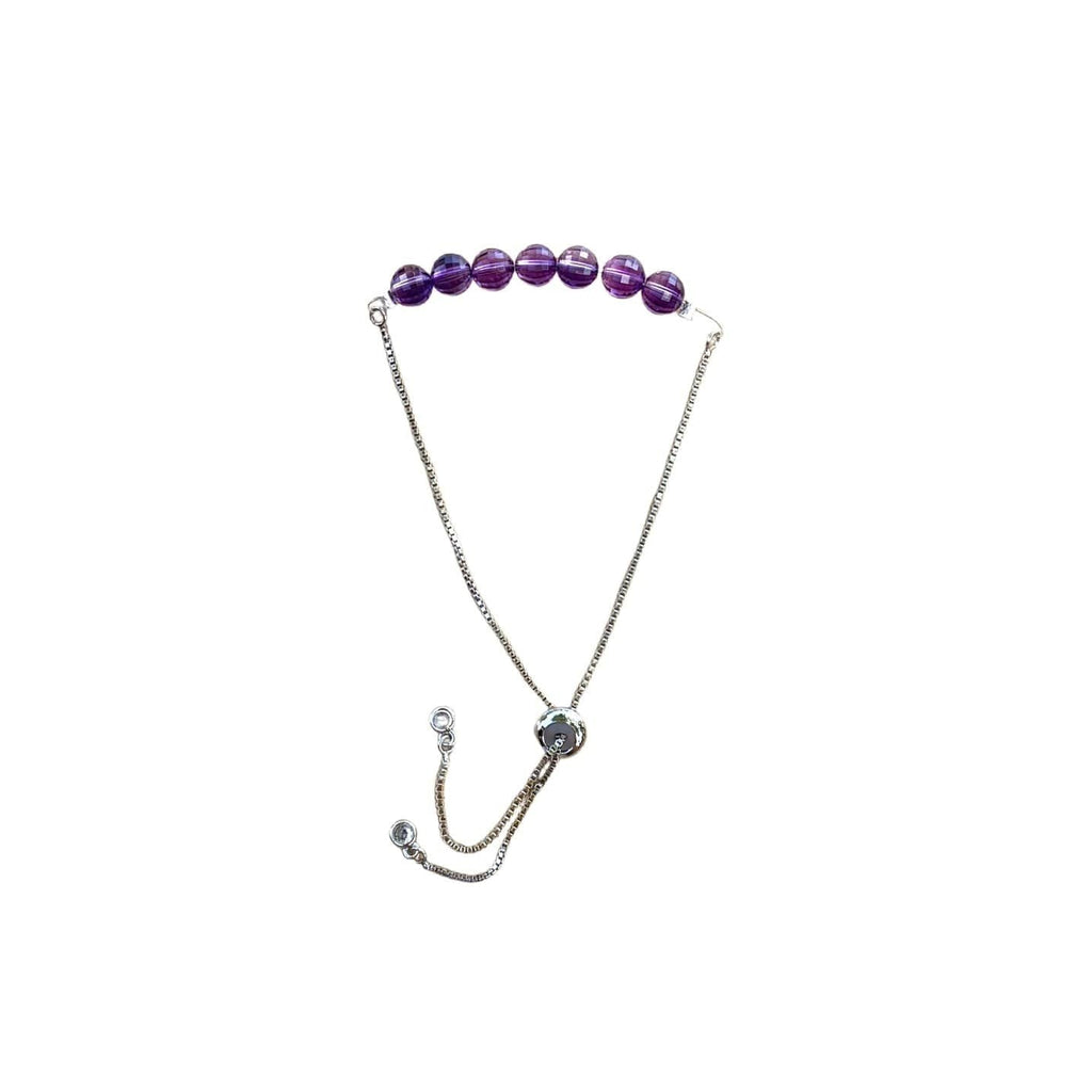 Amethyst Bracelet Faceted Round Beads with Adjustable Chain (February) | Bracelets | Wiccan Center