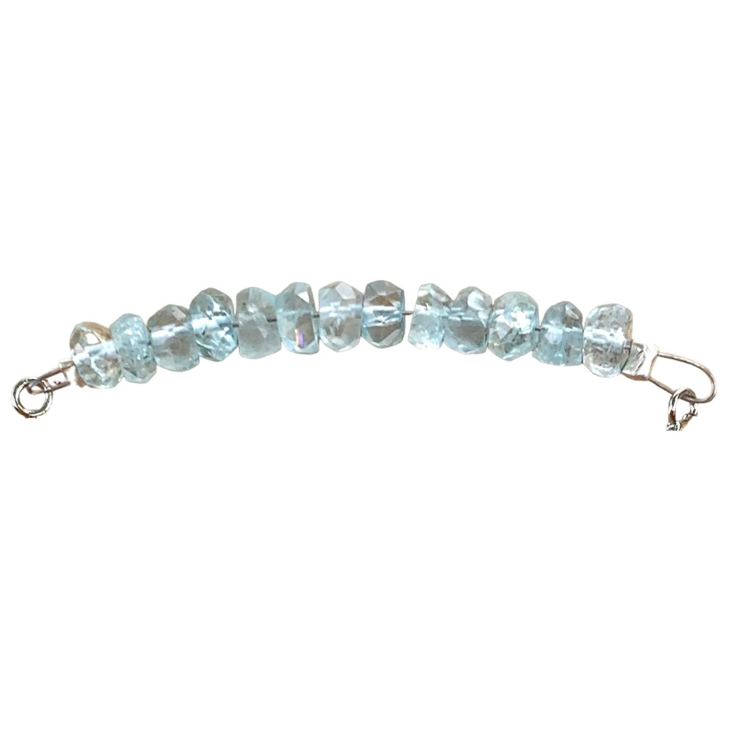 Aquamarine Bracelet Faceted Rondelle Beads with Adjustable Chain (March) | Bracelets | Wiccan Center