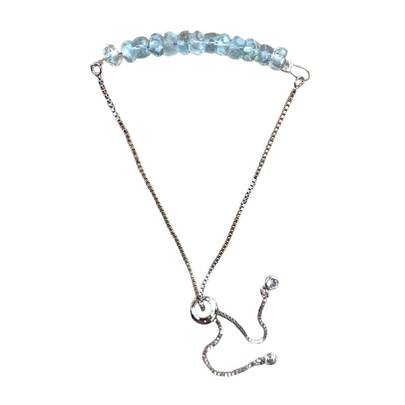 Aquamarine Bracelet Faceted Rondelle Beads with Adjustable Chain (March) | Bracelets | Wiccan Center