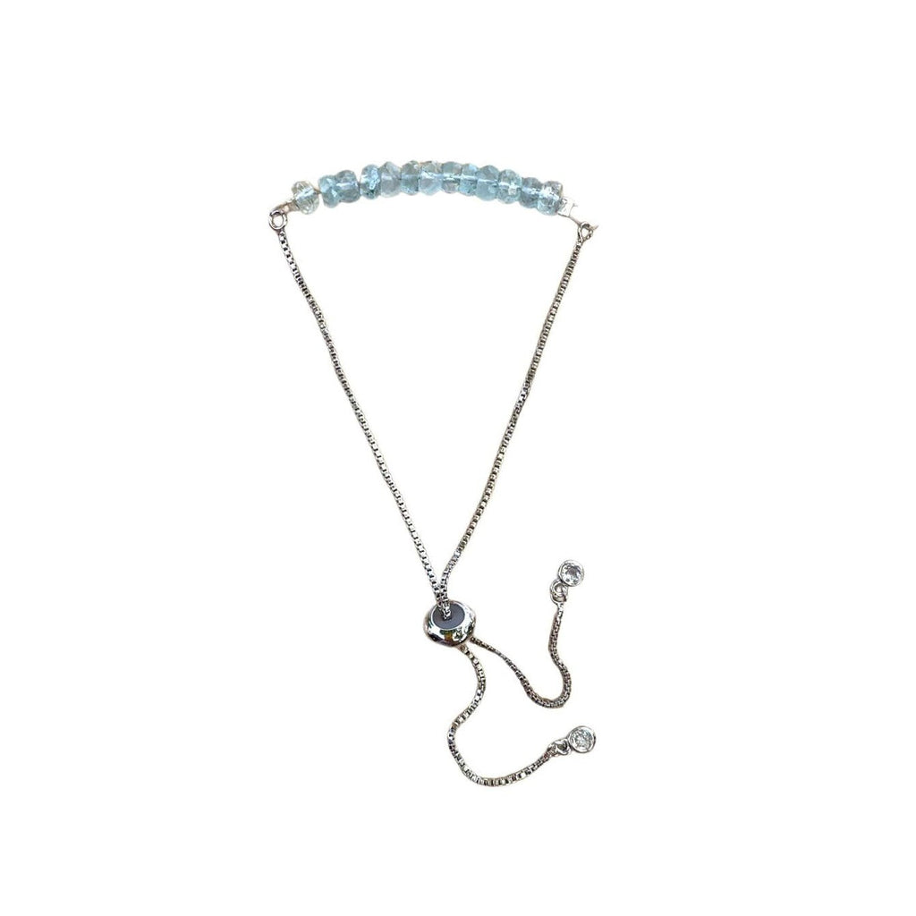 Aquamarine Bracelet Faceted Rondelle Beads with Adjustable Chain (March) | Bracelets | Wiccan Center