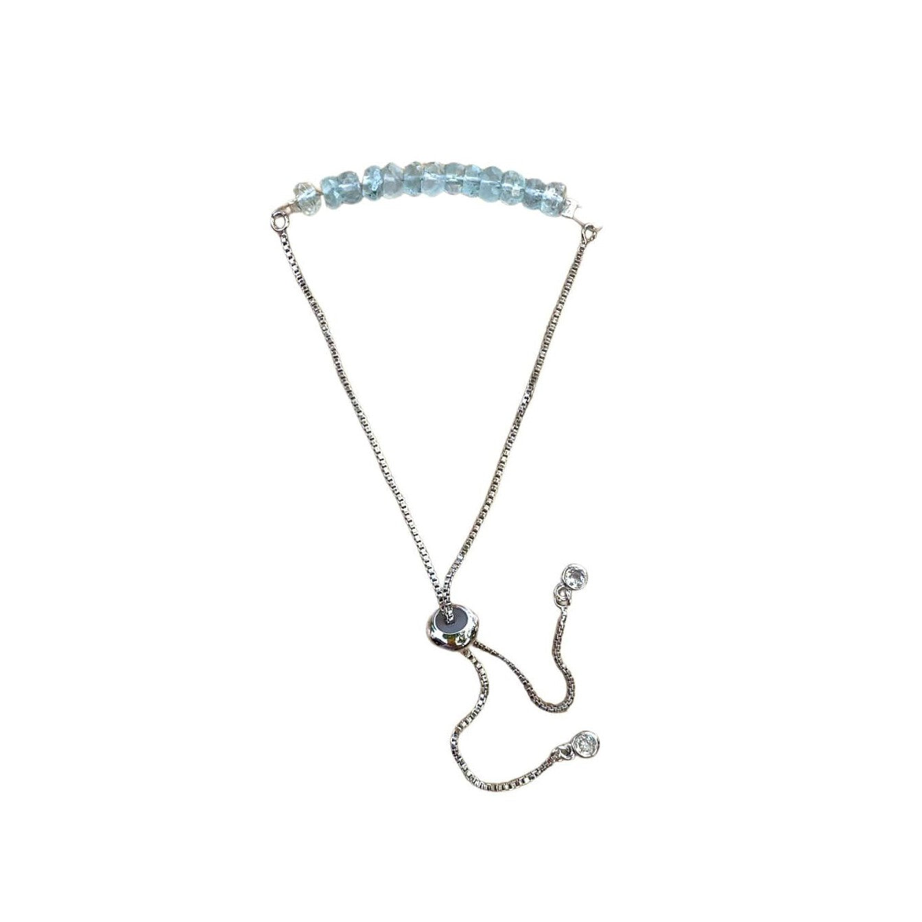 Aquamarine Bracelet Faceted Rondelle Beads with Adjustable Chain (March) | Bracelets | Wiccan Center