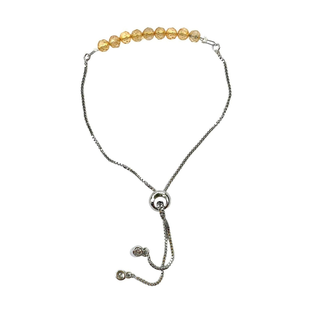 Citrine Bracelet Faceted Round Beads with Adjustable Chain (November) | Bracelets | Wiccan Center